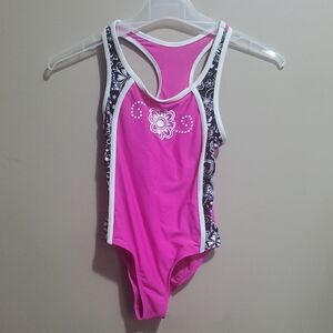 Girls Pink Floral One-Piece Swimsuit Size 5